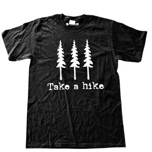 NEW Black 'Take a Hike' Graphic T-Shirt, Boutique, cotton, size M, quality